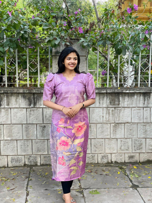 TUSSAR SILK KURTI WITH DUPATTA