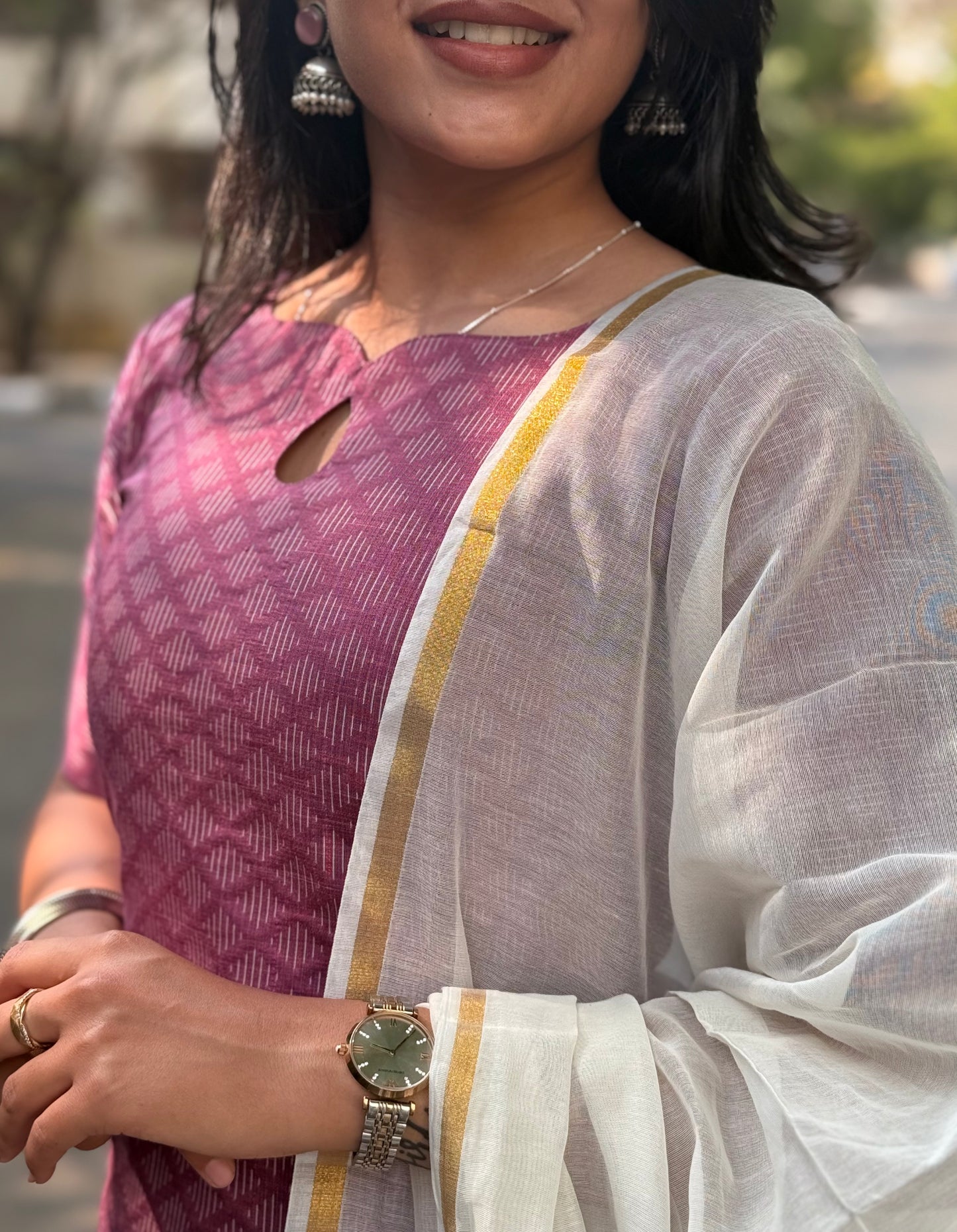 SLUB SILK KURTI WITH DUPATTA