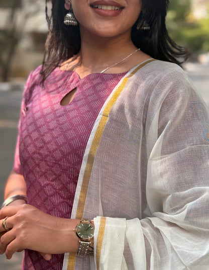 SLUB SILK KURTI WITH DUPATTA