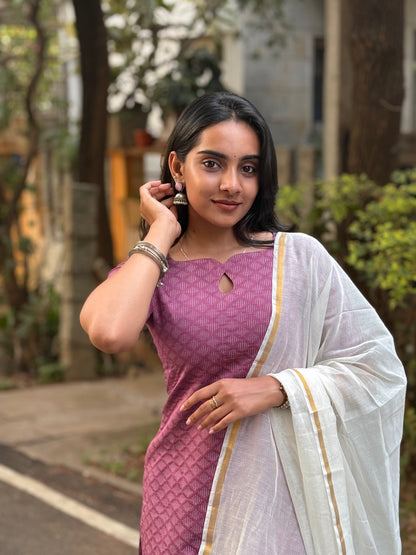 SLUB SILK KURTI WITH DUPATTA