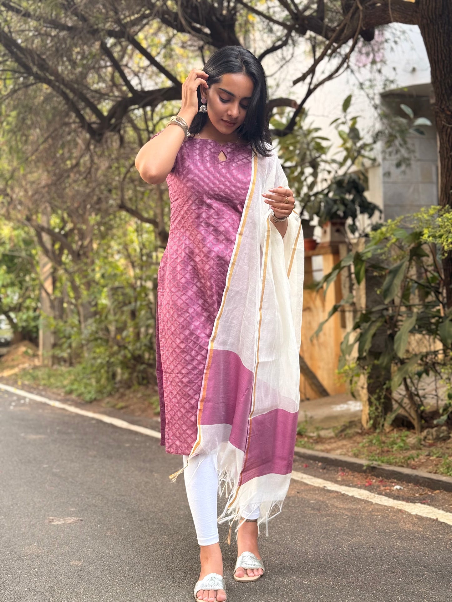 SLUB SILK KURTI WITH DUPATTA