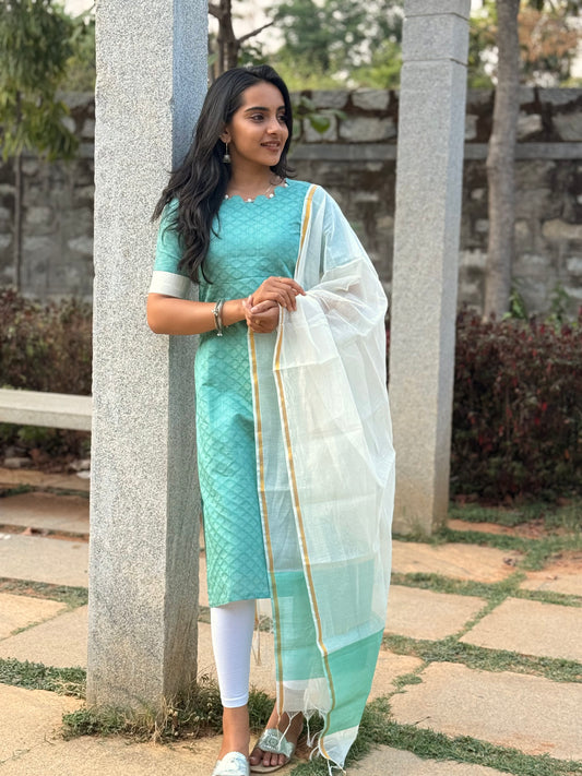 SULB SILK KURTI WITH DUPATTA