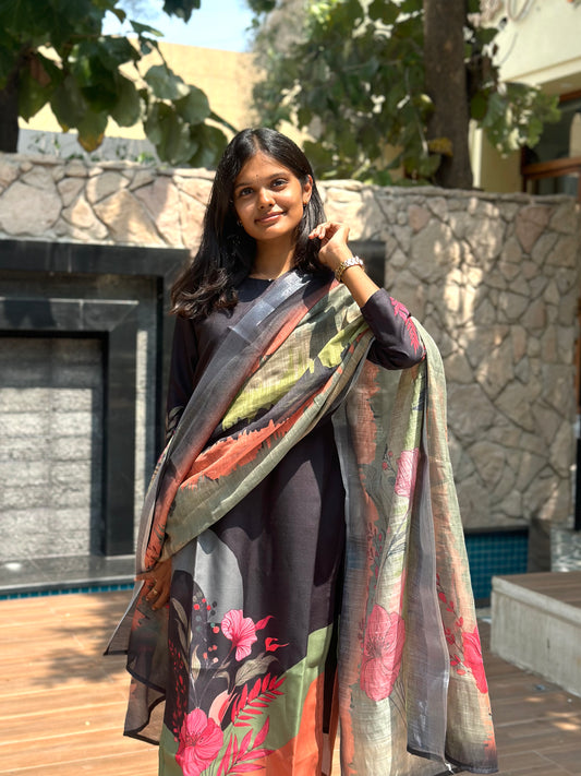 LINEN KURTI WITH DUPATTA